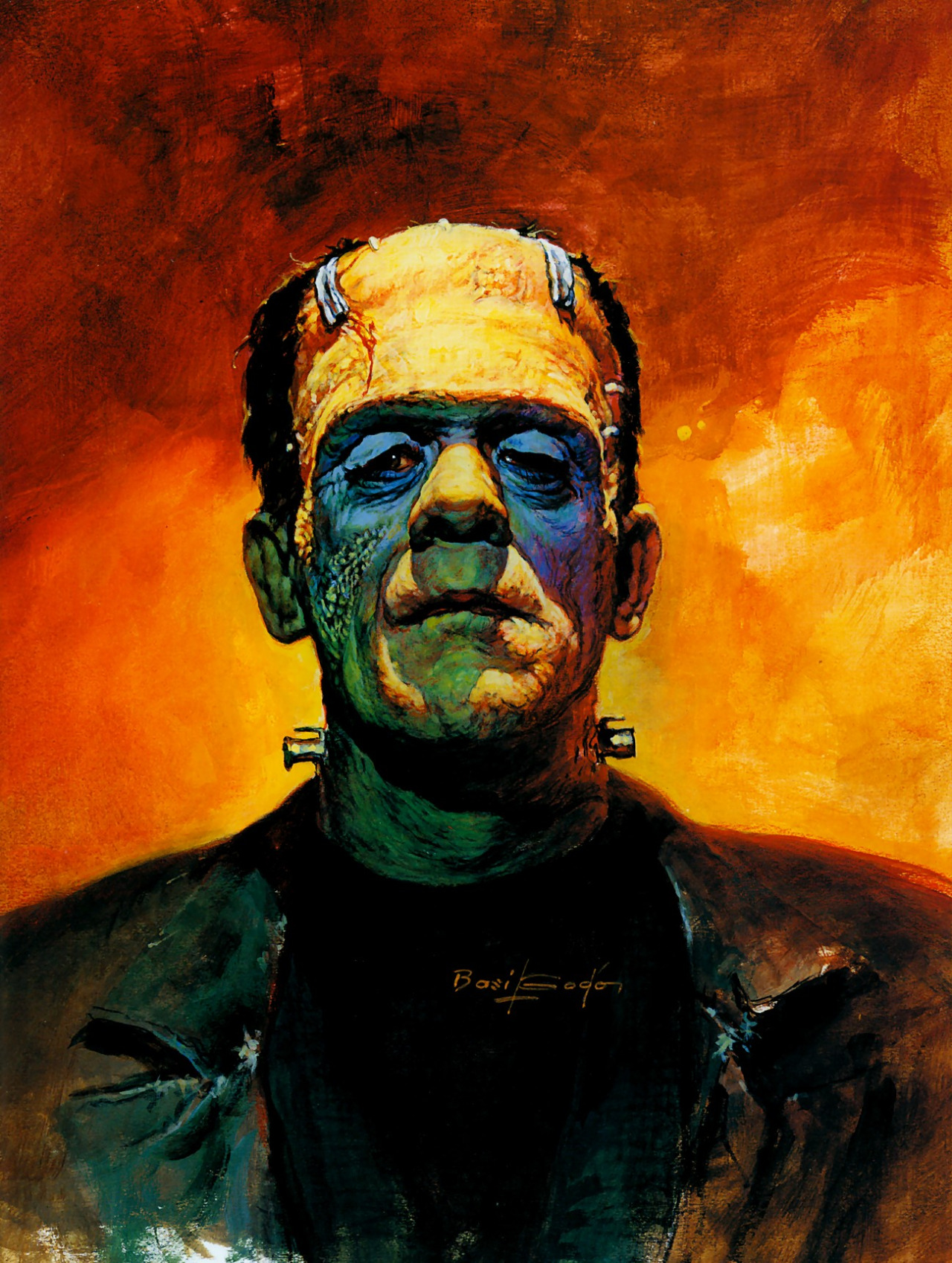 Basil Gogos portrait of Boris Karloff as Frankenstein