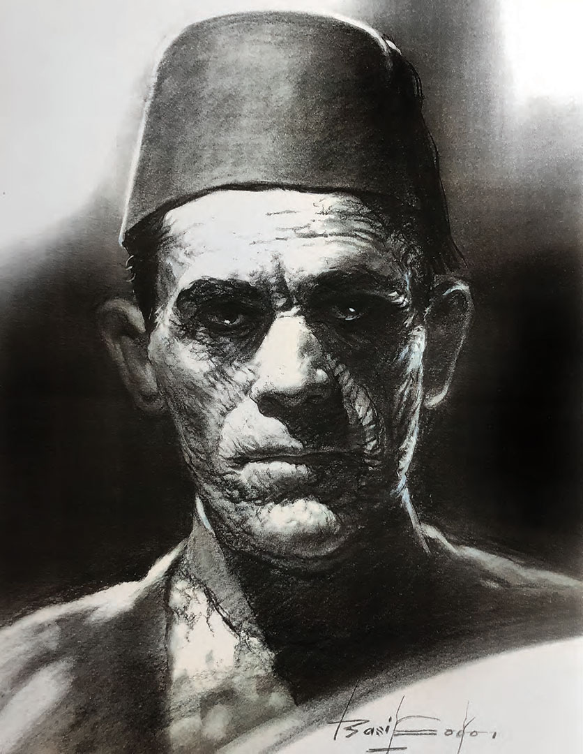 Basil Gogos portrait of Boris Karloff as the Mummy